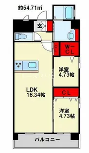 スマート到津【4階】の間取り