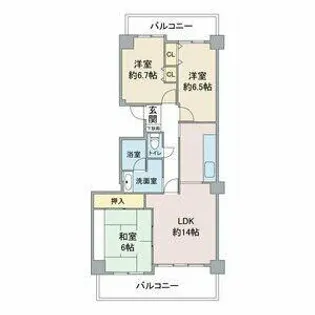 ウェルフォート幸川【9階】の間取り