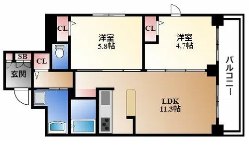 S-RESIDENCE葵Ⅱ【5階】の間取り