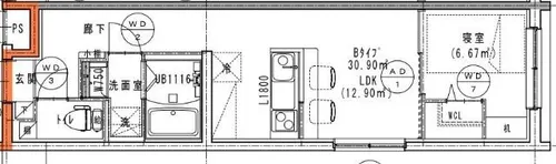 AMIRL PREMIER IMAIKE【203号室】の間取り