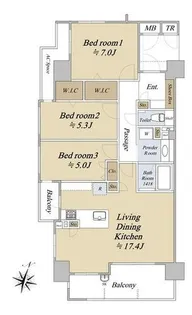 オーヴィジョン六本松レジデンス【2階】の間取り