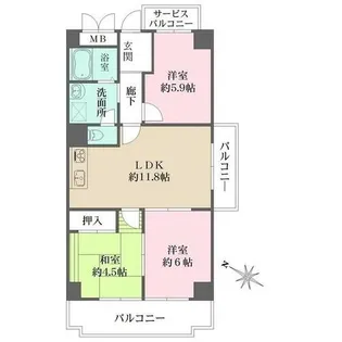 ベルダ鈴蘭台【4階】の間取り