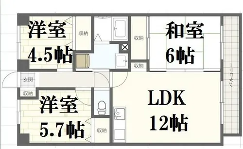 ハピネス北条【3階】の間取り