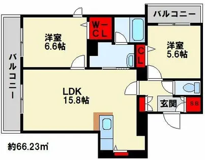 ベレオ本城東【3階】の間取り