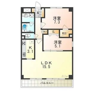 リヴェール綾堀川【9階】の間取り