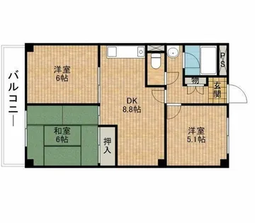 天王タウンハイツ【3階】の間取り