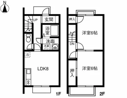愛知県清須市土田1丁目【テラスハウス】の間取り