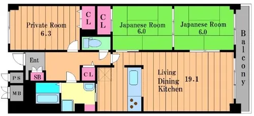 ライオンズマンション千代田弐番館【506号室】の間取り