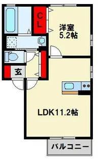 ボヌール アンドゥロワ B棟【2階】の間取り