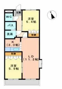 サンフォーレみのう弐番館【101号室】の間取り
