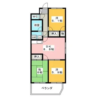 メゾン山勝【11階】の間取り