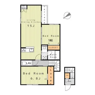 ヘーベルメゾンヤスイ 東棟【202号室】の間取り