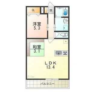 カルム御陵前【2階】の間取り