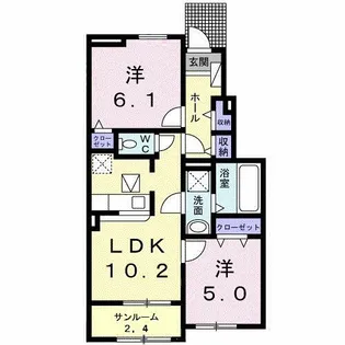 ソラーレ吉井 Ⅱ【105号室】の間取り