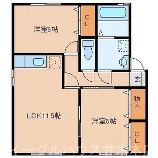 パストラルアルカディア B棟【205号室】の間取り