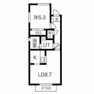 グレースIII B棟【B103号室】の間取り
