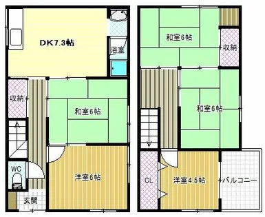 大阪府柏原市太平寺1丁目【一戸建】の間取り