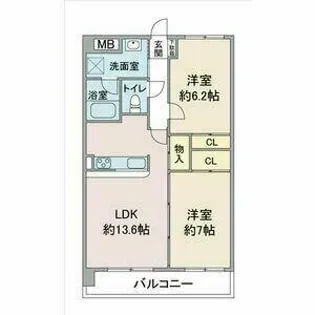 レージュ竜泉【205号室】の間取り