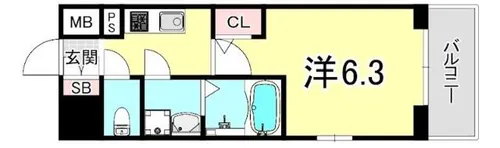 プロヴィスタ神戸三宮EAST【4階】の間取り