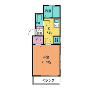 コスモタウン原【4階】の間取り