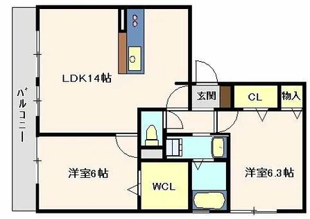サニープレイス塩屋台【301号室】の間取り