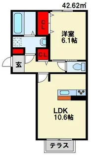 イオメール折尾 A棟【308号室】の間取り