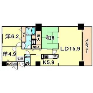 ラ・ヴィーダ西宮【22階】の間取り