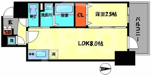 エスリードレジデンス本町パークフロント【8階】の間取り