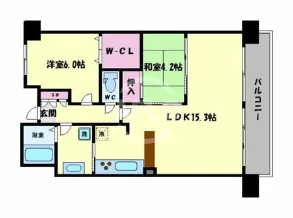 シャルマンフジ・リッツ夕陽丘【4階】の間取り