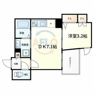 ALZA北浜【6階】の間取り