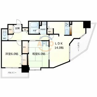 フェルザ住之江公園【12階】の間取り