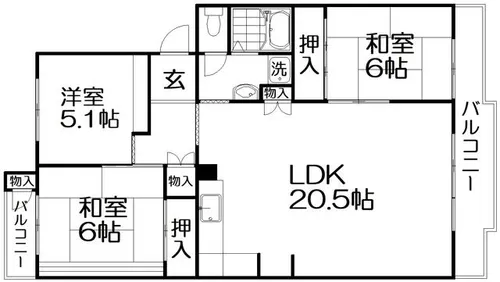 グリーンヒル光善寺十八号棟【5階】の間取り