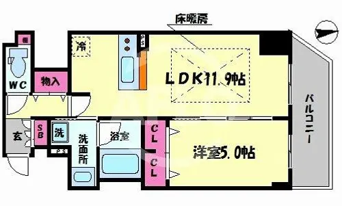 プレサンス阿波座駅前【13階】の間取り