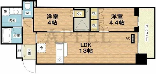 RJR堺筋本町タワー【8階】の間取り