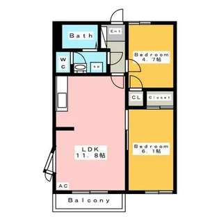2LDKの間取り画像