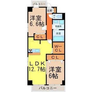ハピネス車道【8階】の間取り