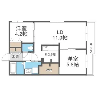 エアフォルク学園前【1階】の間取り