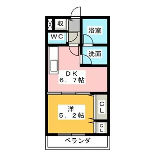 1DKの間取り画像