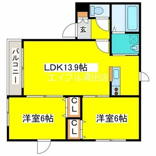 サンリットフィオーレ【3階】の間取り
