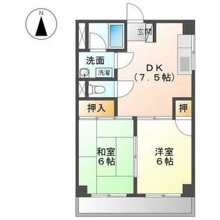 サンハイツ睦【4階】の間取り