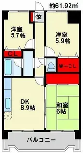 オロマーレ折尾南Ⅰ【802号室】の間取り