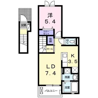プチフローラ北野田Ⅲ【2階】の間取り