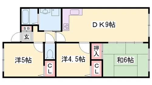 グローバル高田【3-G号室】の間取り