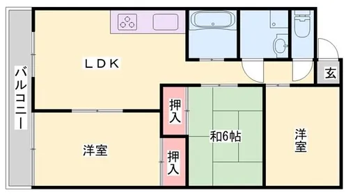 ヤシログリーンパレス【202号室】の間取り