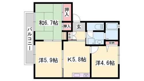 パークアヴェニュー B棟【202号室】の間取り