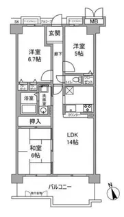サンシティ大津石山【3階】の間取り