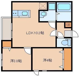 カトレア板付【3階】の間取り