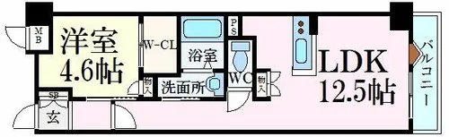 キャッスルコート岩端【6階】の間取り