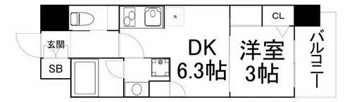 アーバネックス大阪天満宮Ⅱ【8階】の間取り