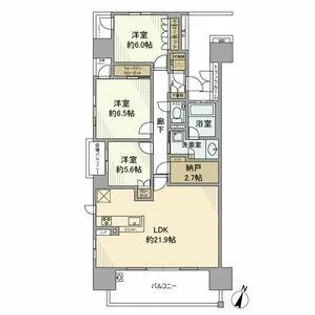 バンベール刈谷レジデンス【1501号室】の間取り